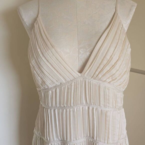 Banana Republic JACQUI Pleated Maxi Dress in Ivory, Spaghetti Strap, 14, NWOT - Picture 7 of 11